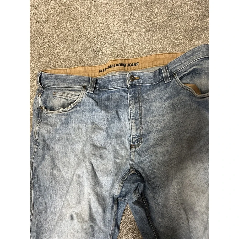 Duluth Trading Co Jeans Men Size 42x29‎ Ballroom Flex Blue Gusset Work Comfort